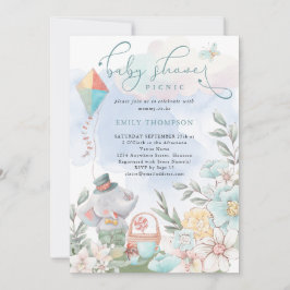 Convites Elefante-Cinto-Chá de fraldas Floral