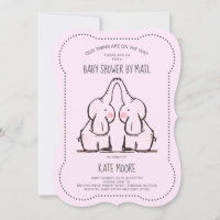 Elefante-Cinto Gêmeos-Rosa Chá de fraldas por Corr