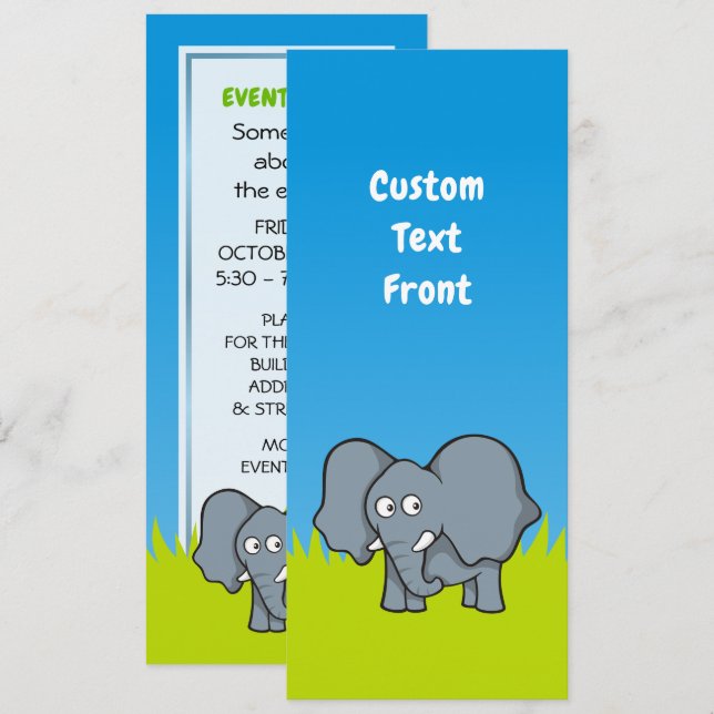 Convites Elefante cinza (Frente/Verso)