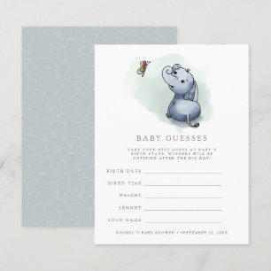 Convites Elefante com chá de fraldas de borboleta adivinha