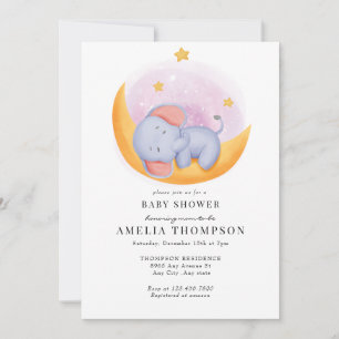 Convites Elefante Cute Chá de fraldas de animais