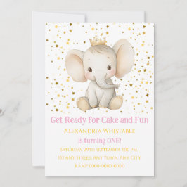 Convites Elefante da princesa personalizada do primeiro ani