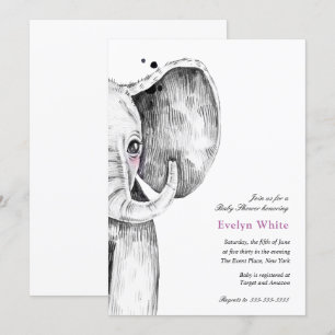 Convites Elefante de Aquarela CHÁ DE FRALDAS