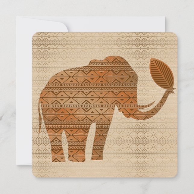 Convites Elefante - Design de Arte Tribal (Frente)