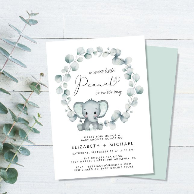 Convites Elefante Eucalyptus Casais Baby Sprinkle (Criador carregado)
