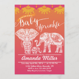 Convites Elefante Family Baby Sprinkle - Inspiração Indiana