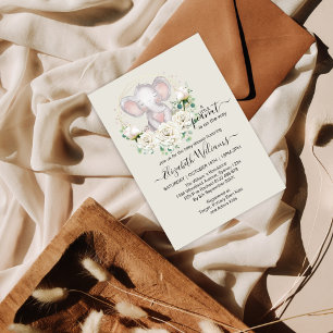 Convites Elefante Floral de Aquarela Little Peanut