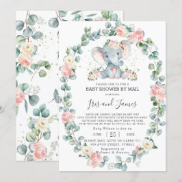 Convites Elefante Floral Greenerse Chá de fraldas por Mail 