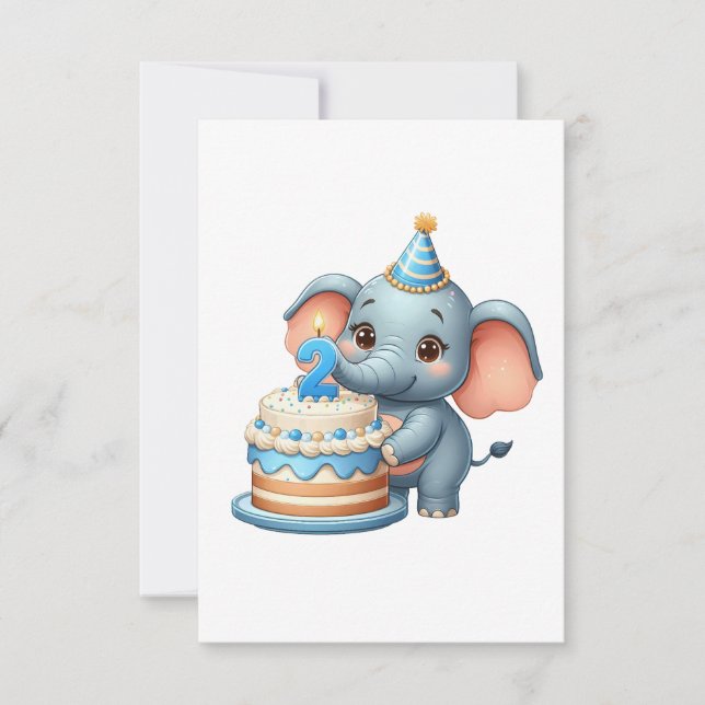 Convites Elefante Fofo 2º Aniversário (Frente)