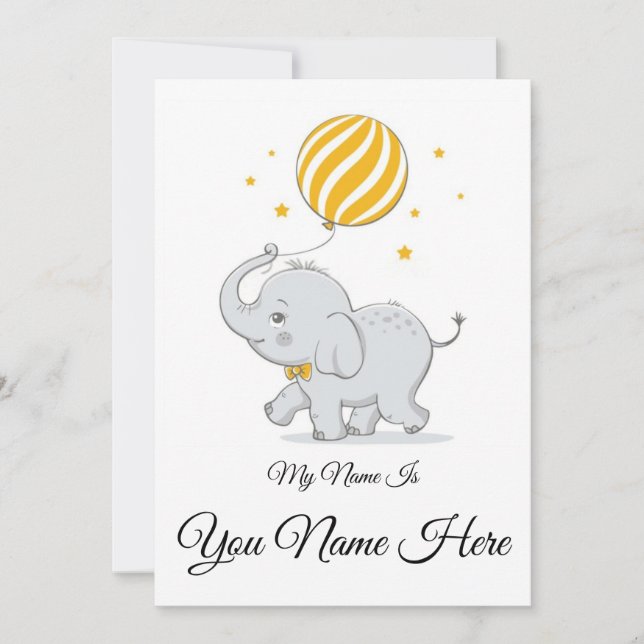 Convites Elefante fofo brincando com bola presente para men (Frente)