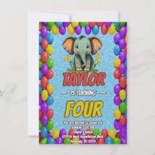 Convites Elefante Fofo Personalizado Aniversário Convidado 