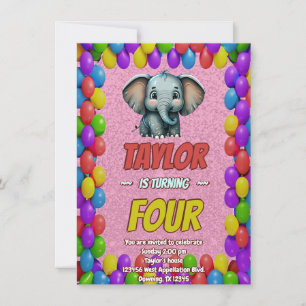 Convites Elefante Fofo Personalizado Aniversário Convidado 