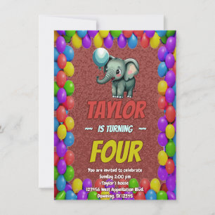 Convites Elefante Fofo Personalizado Aniversário Convidado 