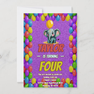 Convites Elefante Fofo Personalizado Aniversário Convidado 