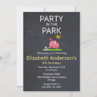 Elefante na Festa de Grass no Park Invite