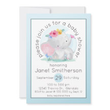 Elefante para Bebê de Aquarela com Chá de fraldas 