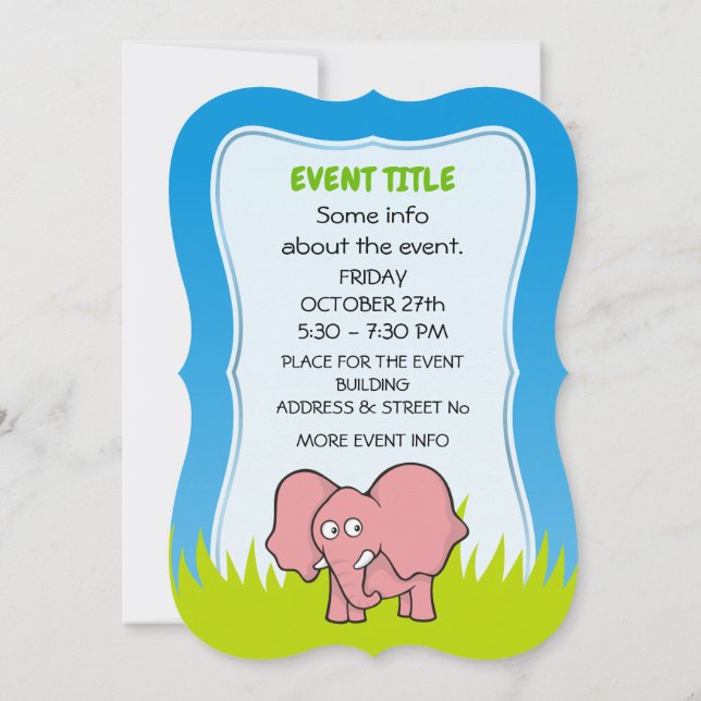 Convites Elefante Rosa (Verso)