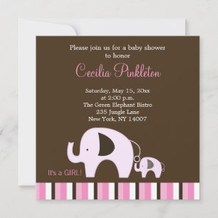 Convites Elefante Rosa (é uma garota) Convidar 5x5