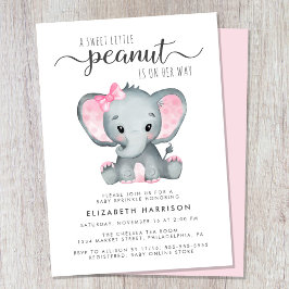 Convites Elefante Rosa Watercolor Baby Girl Sprinkle