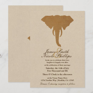 Convites Elefante Selvagem Marrom Safari Africano Casamento