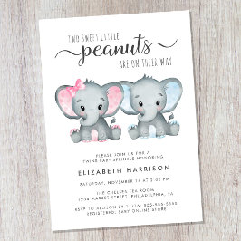 Convites Elefante Twin Girl Baby Sprinkle