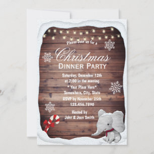Convites Elefante Winter Snowflakes Festa de Janto de Natal