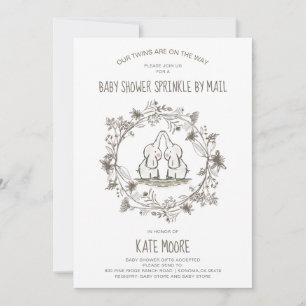 Convites Elefantes Cute Gemem Chá de fraldas Sprinkkkle por