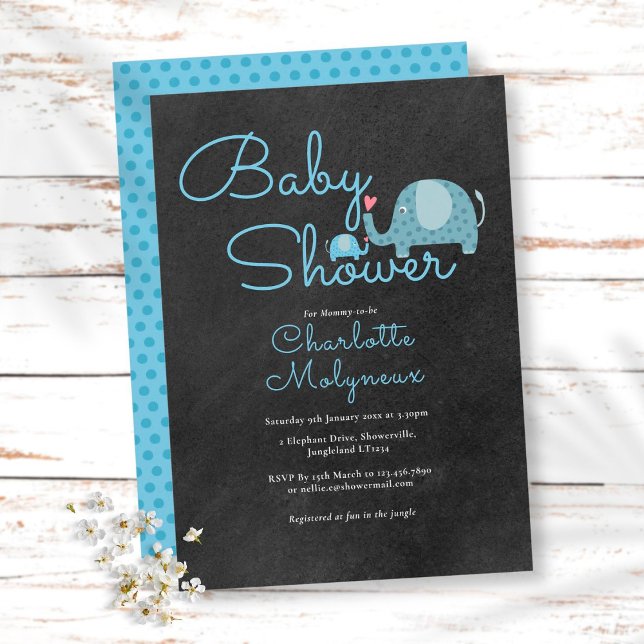 Convites Elefantes de Bolinhas Baby Shower / Sprinkle Boho (Criador carregado)
