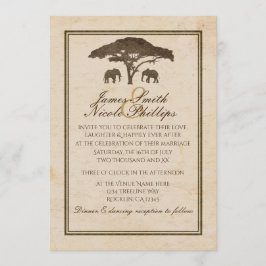 Convites Elefantes de Safari Africano e Casamento Vintage c
