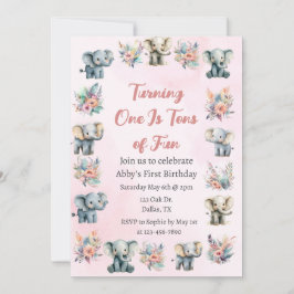 Convites Elefantes e Flores da Selva de Boho no Aniversário