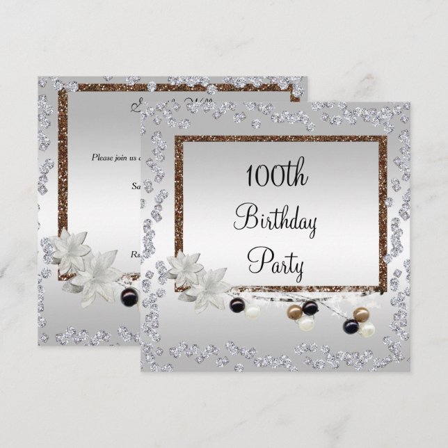 Convites Elegance 100º Aniversário (Frente/Verso)