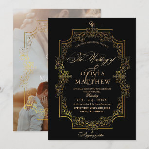 Convites Elegance e Royal Black & Dourado Casamento Fotográ