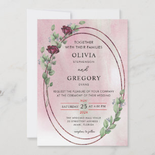 Convites Elegance Pastel Rustic Rosa e Eucalyptus Wedding