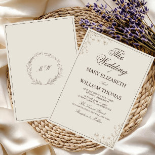 Convites Elegância Atemporal Conjunto de Casamento Floral M