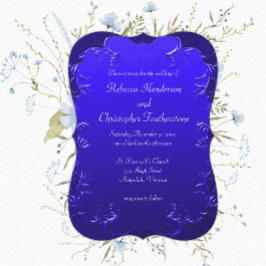 Convites Elegância Azul Curvada Casamento Vintage