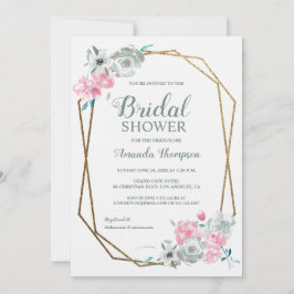 Convites Elegância boêmica: Dourada geometria e aquarela