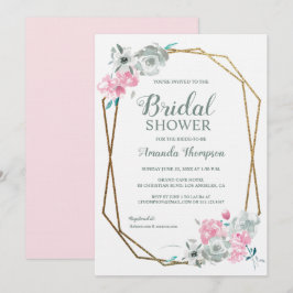 Convites Elegância boêmica: Dourada geometria e aquarela