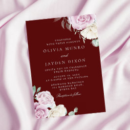 Convites Elegância Botânica: Casamento Borgonha Branca Esma
