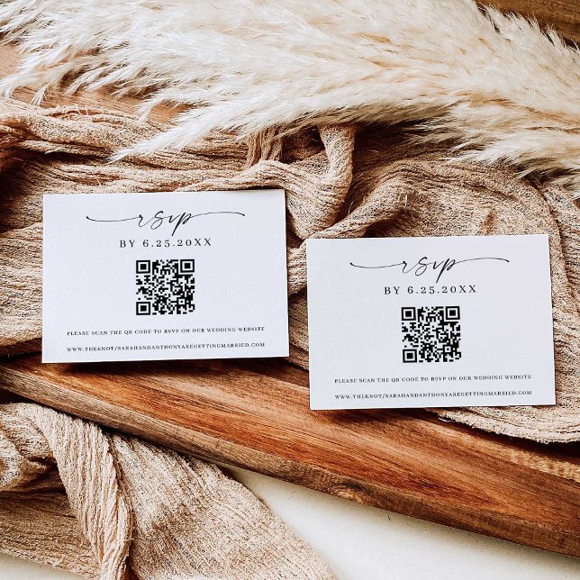 Convites Elegância Clássica Código QR de RSVP de Casamento  (Criador carregado)