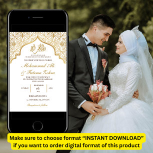 Convites Elegância da Mesquita de Ouro Casamento Muçulmano 