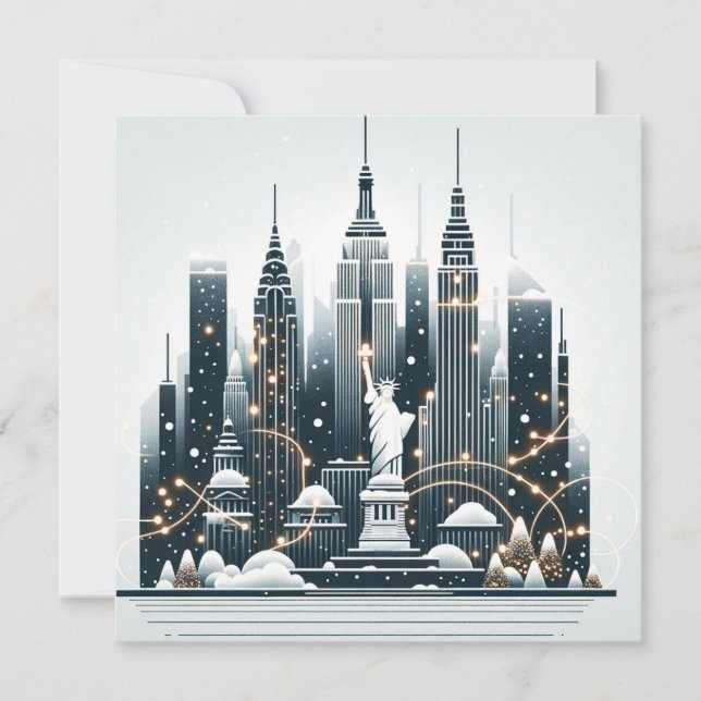 Convites Elegância de Férias em Nova York - Natal Personali (Frente)