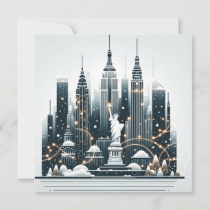 Convites Elegância de Férias em Nova York - Natal Personali