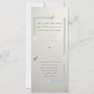 Convites Elegância de fita de casamento amor você pássaro C