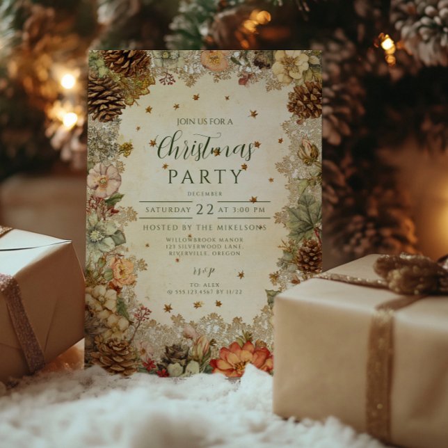 Convites Elegância de Pinheiro de Inverno de Natal (Criador carregado)