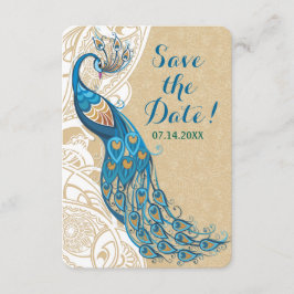Convites Elegância de Renda e Pavão no Save The Date de Cas