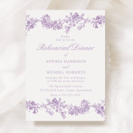 Convites Elegância de Vintage: Janto de ensaio de cor roxa