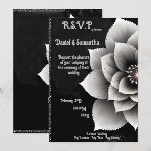 Convites Elegância do eterno: Casamento do Flor Negro e Sil