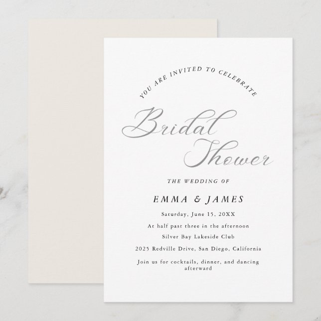 Convites Elegância do eterno | Chá de panela simples (Frente/Verso)