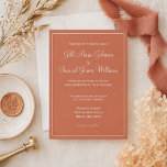 Convites Elegância em Terracota Casamento Minimalista Moder<br><div class="desc">Defina o tom da sua celebração com este deslumbrante convite de casamento em terracota, projetado para capturar calor, romance e sofisticação atemporal. Com um rico fundo terroso combinado com tipografia em letra cursiva delicada, este design combina minimalismo moderno com elegância clássica para um visual que se sente ao mesmo tempo...</div>