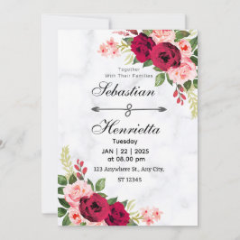Convites Elegância em Vermelho:Convite para Casamento Flora